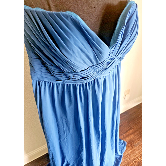 Morilee Madeline Gardner Dress Plus Size 22 Blue Chiffon Strapless - Picture 1 of 11
